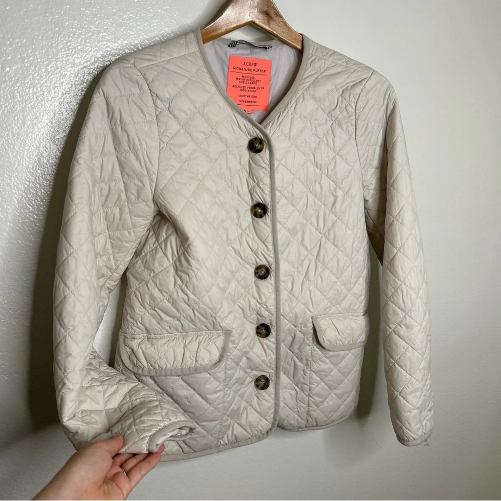 J. Crew Cream Quilted Jacket - Picture 4 of 13